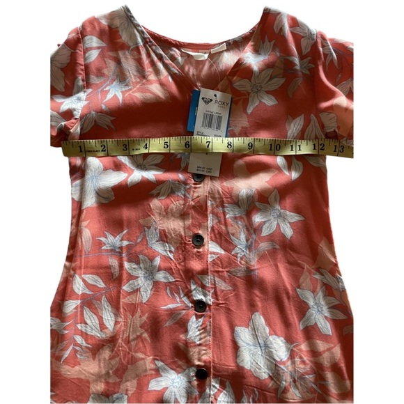 ROXY Girl Little Light Peach/Orange/Mango Floral Dress 6 - Picture 3 of 6
